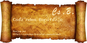 Csöndes Bonifác névjegykártya